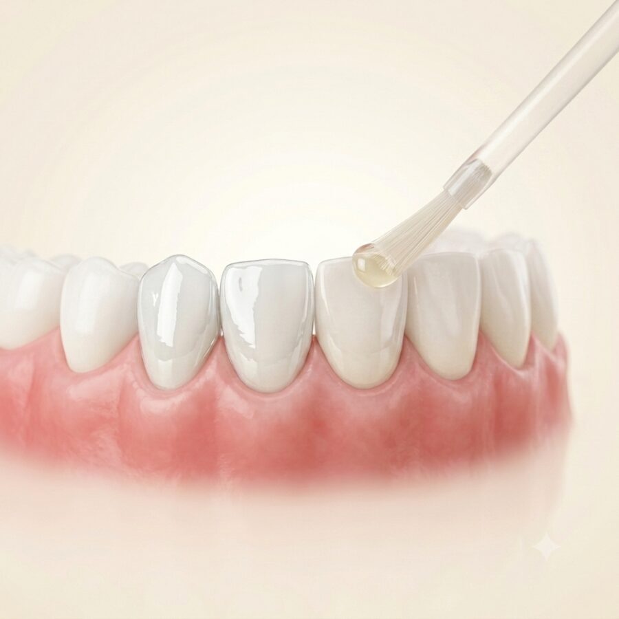 Gentle fluoride application on a child's teeth